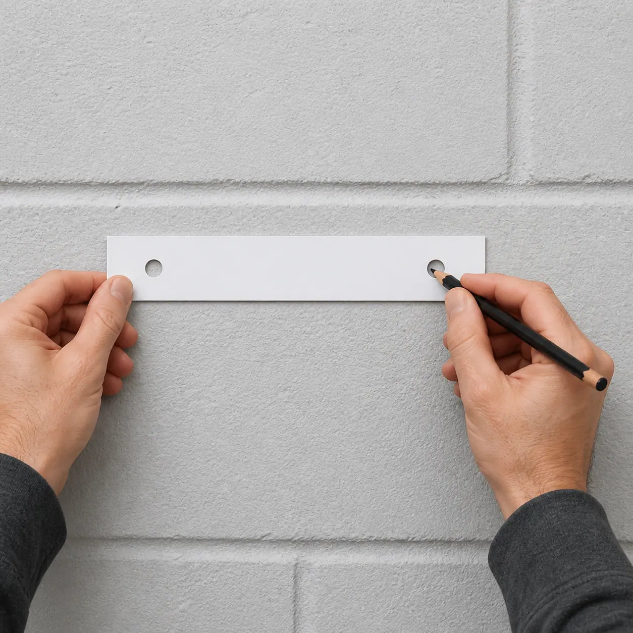 Marking the drilling points with the template
