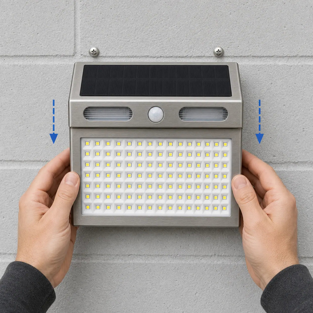 Sliding the light onto the screw heads