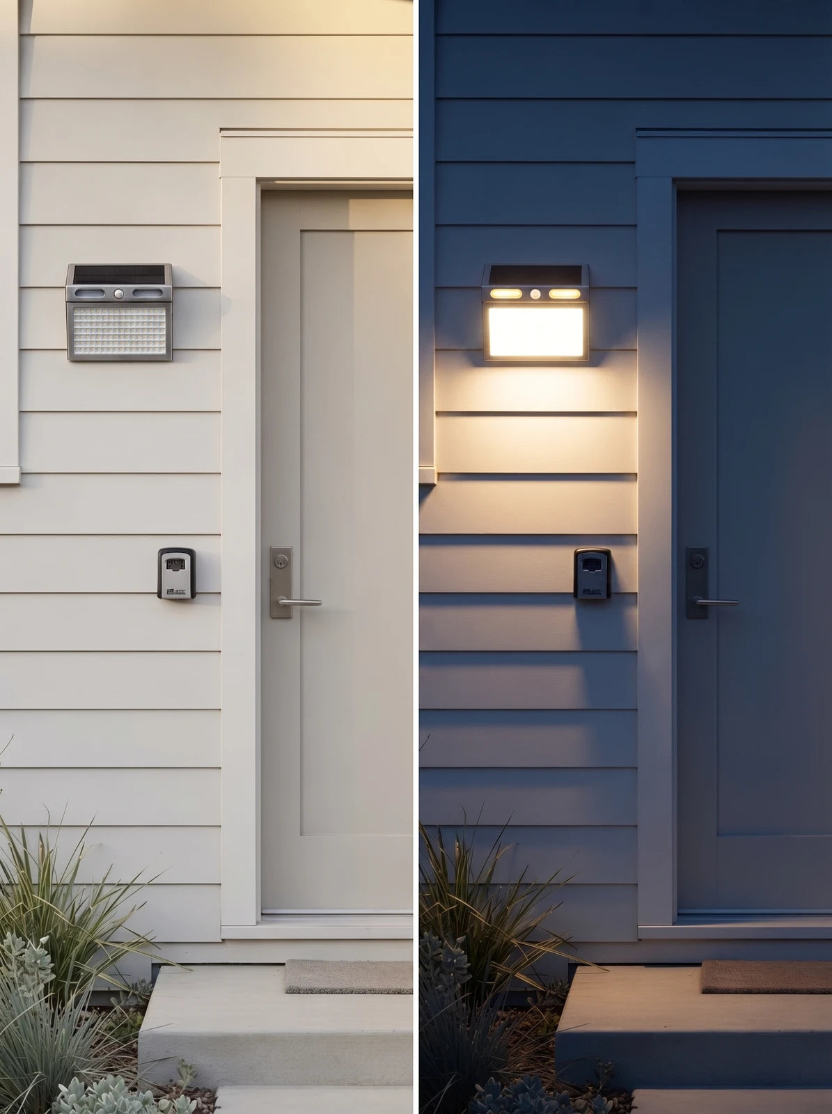 The solar panel of the mounted light catching direct sunlight